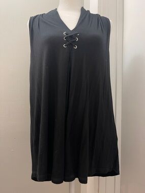 Cable & Gauge Black Lace-Up V-Neck A-Line Tank